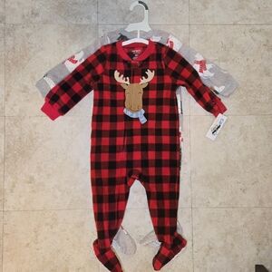 NWT Carter's-Toddler Boys Long Sleeve Buffalo Checkered&Moose Footed Pajama 18mo